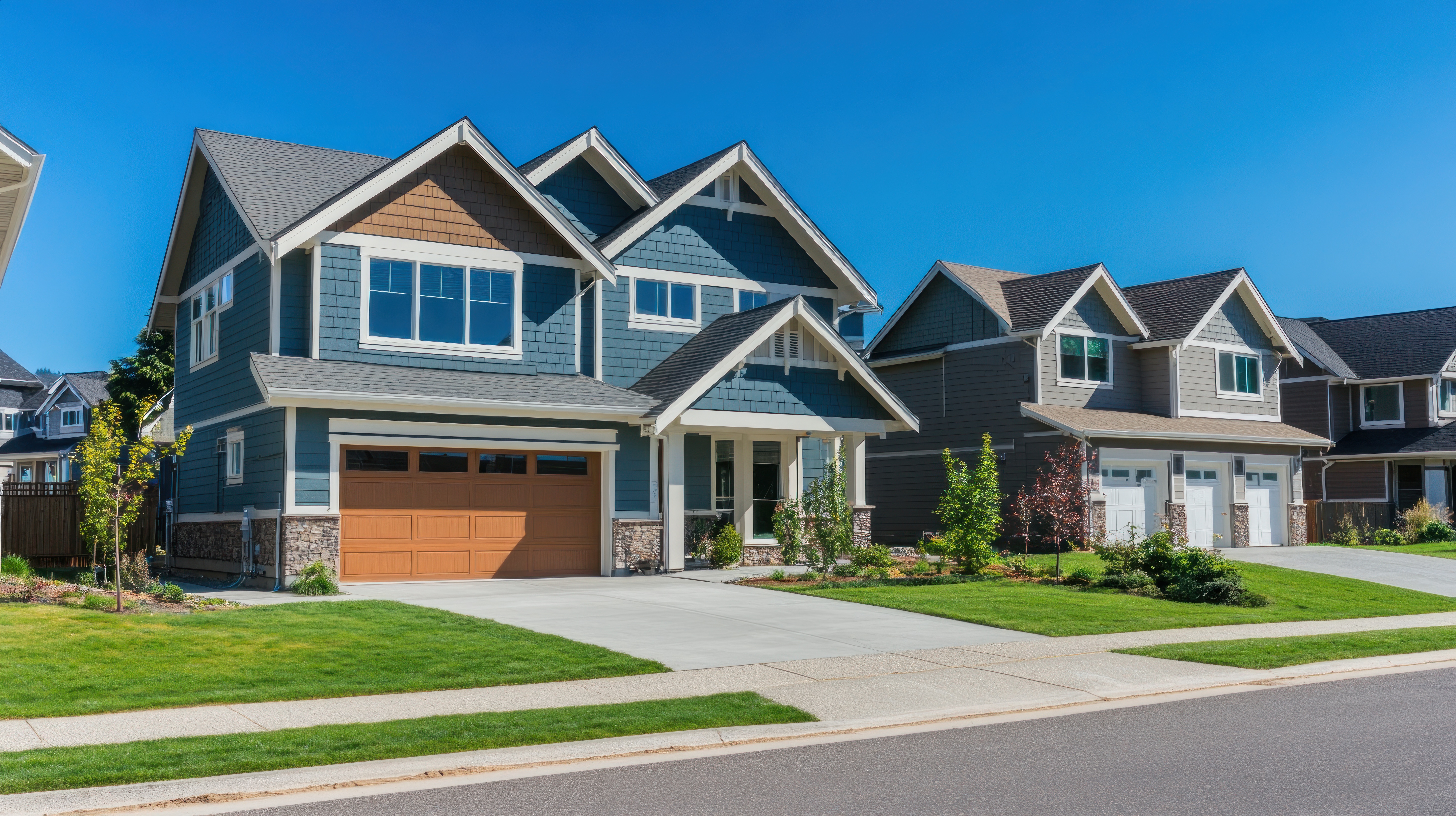 modern-suburban-houses-with-blue-siding