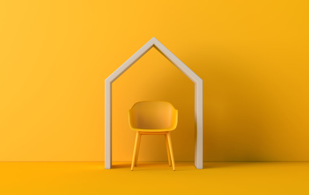 working-from-home-concept-office-chair-house-shape-d-rendering